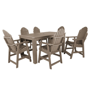 Hamilton 7pc Rectangular Outdoor Dining Set 42in x 72in - Counter Height Dining Highwood USA Woodland Brown 