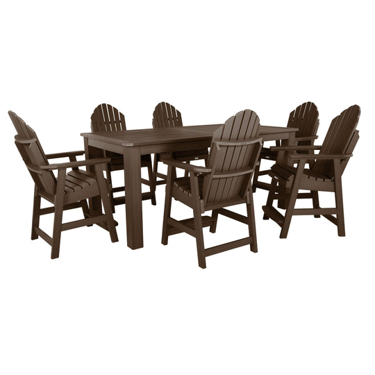 Hamilton 7pc Outdoor Dining Set 42in x 84in - Counter Height Dining Highwood USA Weathered Acorn 