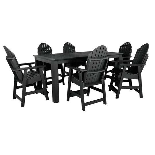 Hamilton 7pc Outdoor Dining Set 42in x 84in - Counter Height Dining Highwood USA Black 