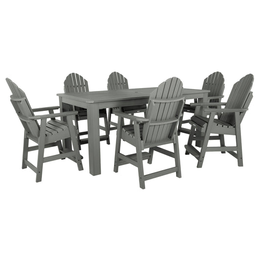 Hamilton 7pc Outdoor Dining Set 42in x 84in - Counter Height Dining Highwood USA Coastal Teak 