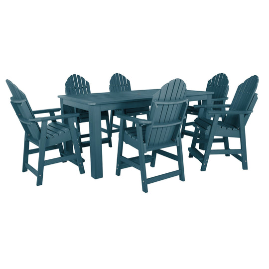 Hamilton 7pc Outdoor Dining Set 42in x 84in - Counter Height Dining Highwood USA Nantucket Blue 