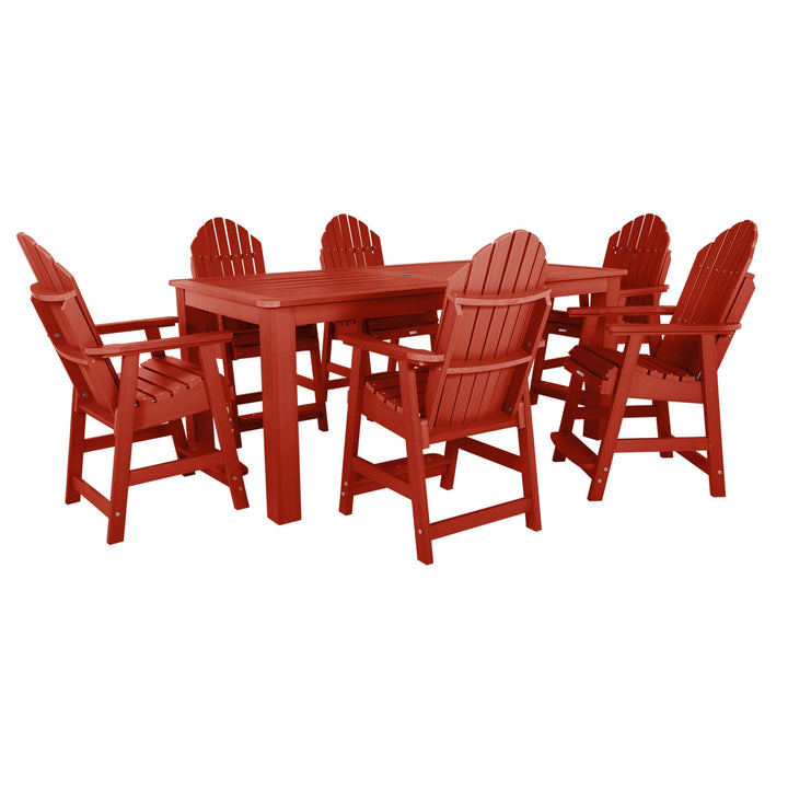 Hamilton 7pc Outdoor Dining Set 42in x 84in - Counter Height Dining Highwood USA Rustic Red 