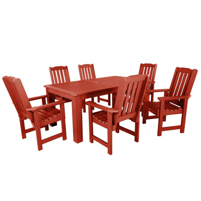 Lehigh 7pc Rectangular Outdoor Dining Set 42in x 72in - Dining Height Dining Highwood USA Rustic Red 