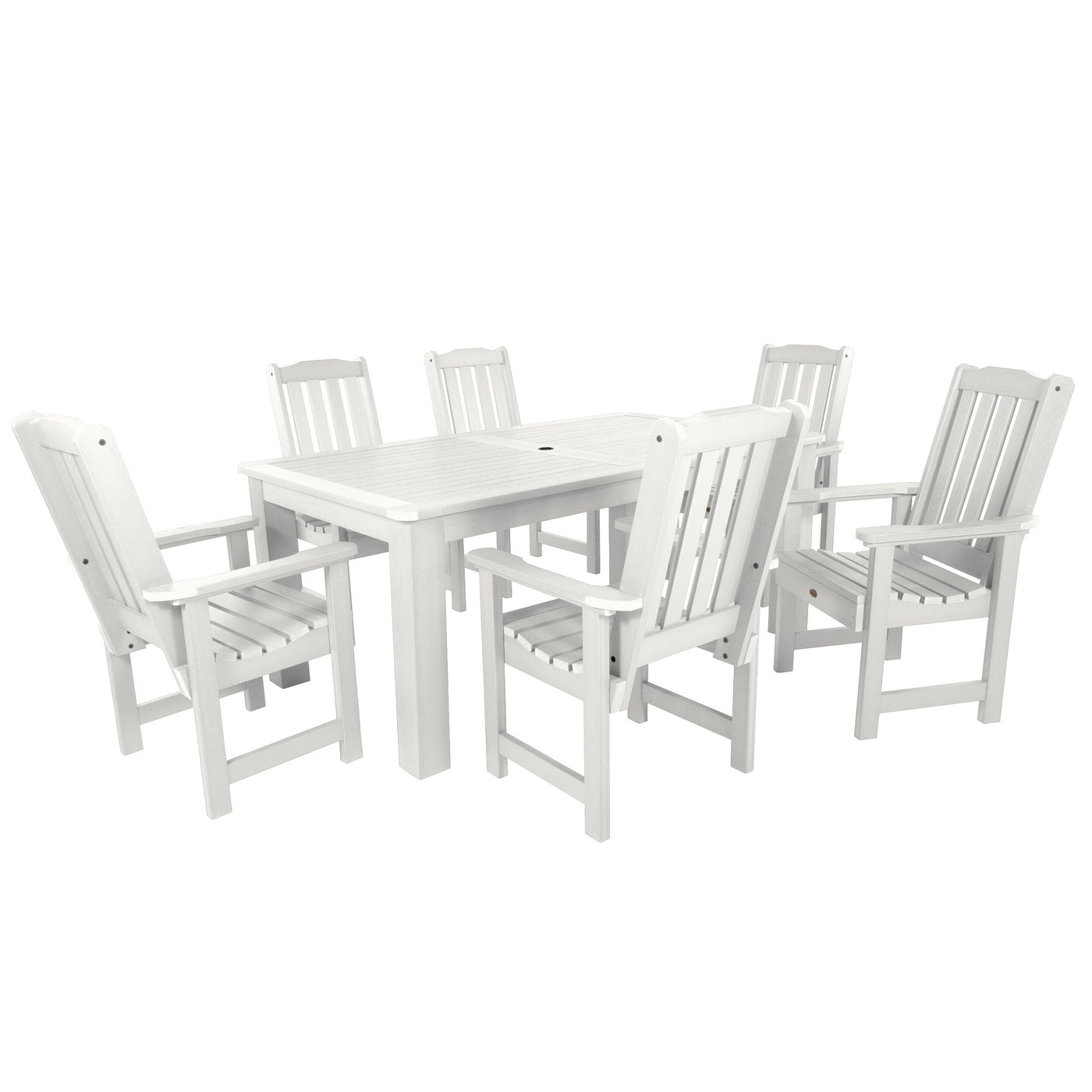 Lehigh 7pc Rectangular Outdoor Dining Set 42in x 72in - Dining Height Dining Highwood USA White 