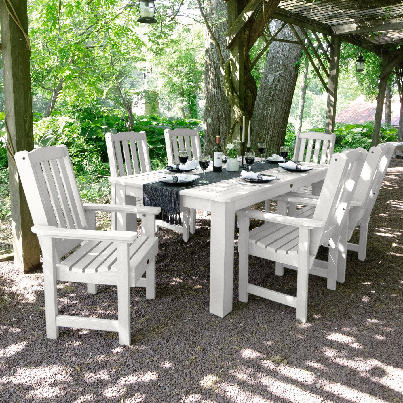 Lehigh 7pc Rectangular Outdoor Dining Set 42in x 72in - Dining Height Dining Highwood USA 