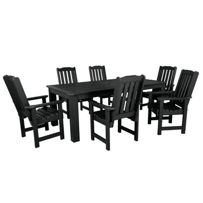 Lehigh 7pc Rectangular Outdoor Dining Set 42in x 84in - Dining Height Dining Highwood USA Black 