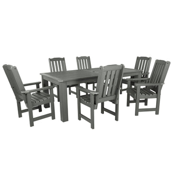 Lehigh 7pc Rectangular Outdoor Dining Set 42in x 84in - Dining Height Dining Highwood USA Coastal Teak 