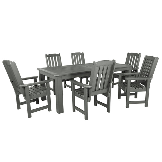 Lehigh 7pc Rectangular Outdoor Dining Set 42in x 84in - Dining Height Dining Highwood USA Coastal Teak 