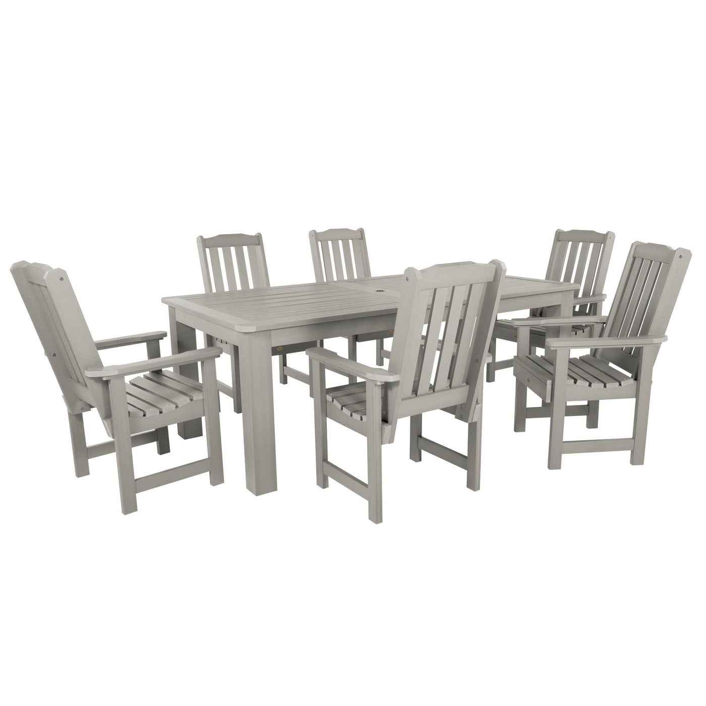 Lehigh 7pc Rectangular Outdoor Dining Set 42in x 84in - Dining Height Dining Highwood USA Harbor Gray 