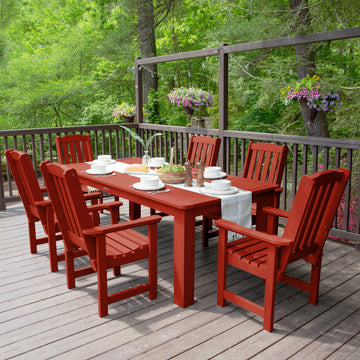 Lehigh 7pc Rectangular Outdoor Dining Set 42in x 84in - Dining Height Dining Highwood USA 