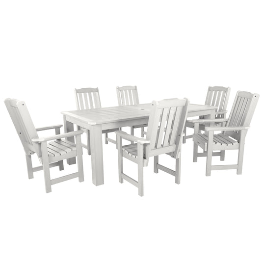Lehigh 7pc Rectangular Outdoor Dining Set 42in x 84in - Dining Height Dining Highwood USA White 