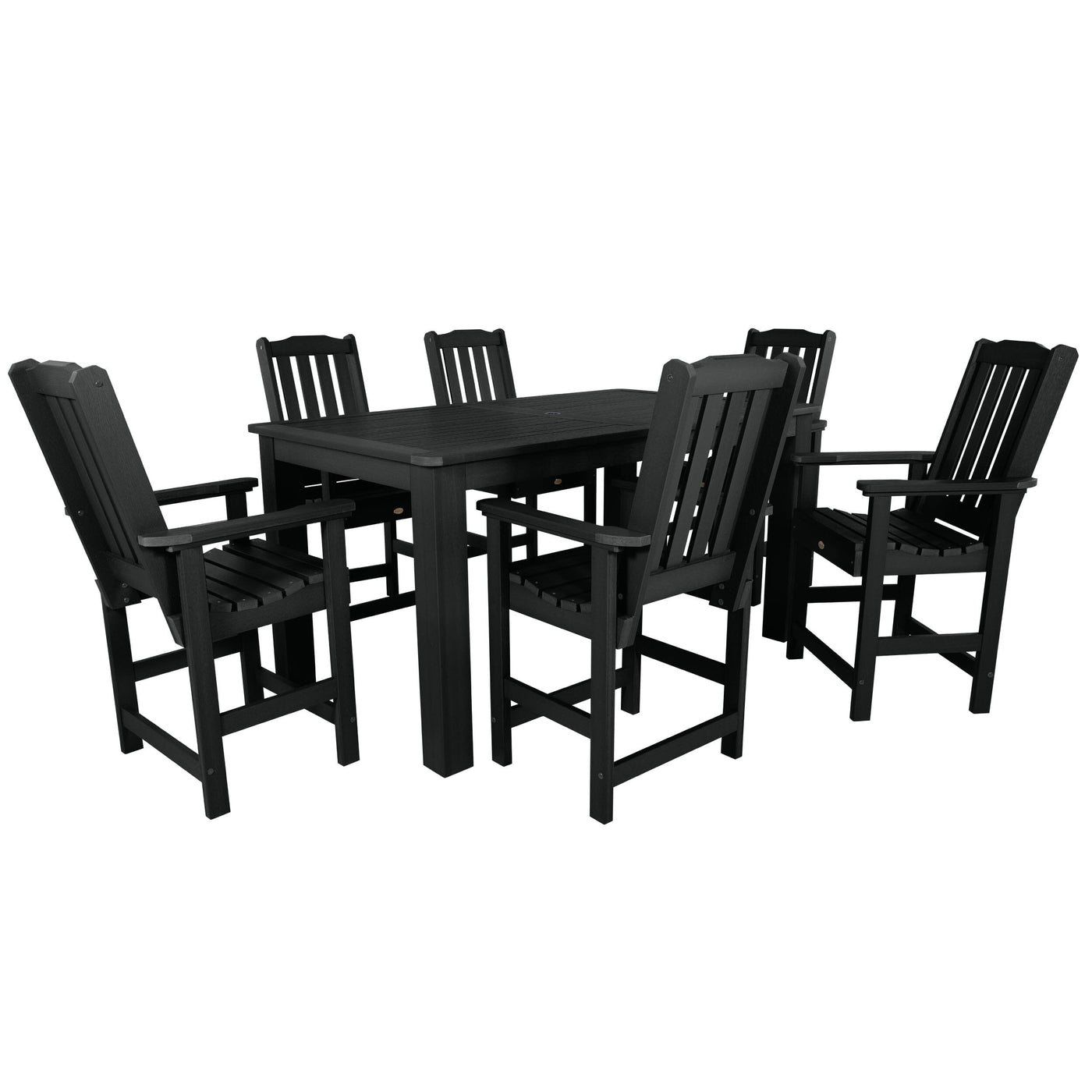 Lehigh 7pc Rectangular Outdoor Dining Set 42in x 72in - Counter Height Dining Highwood USA Black 