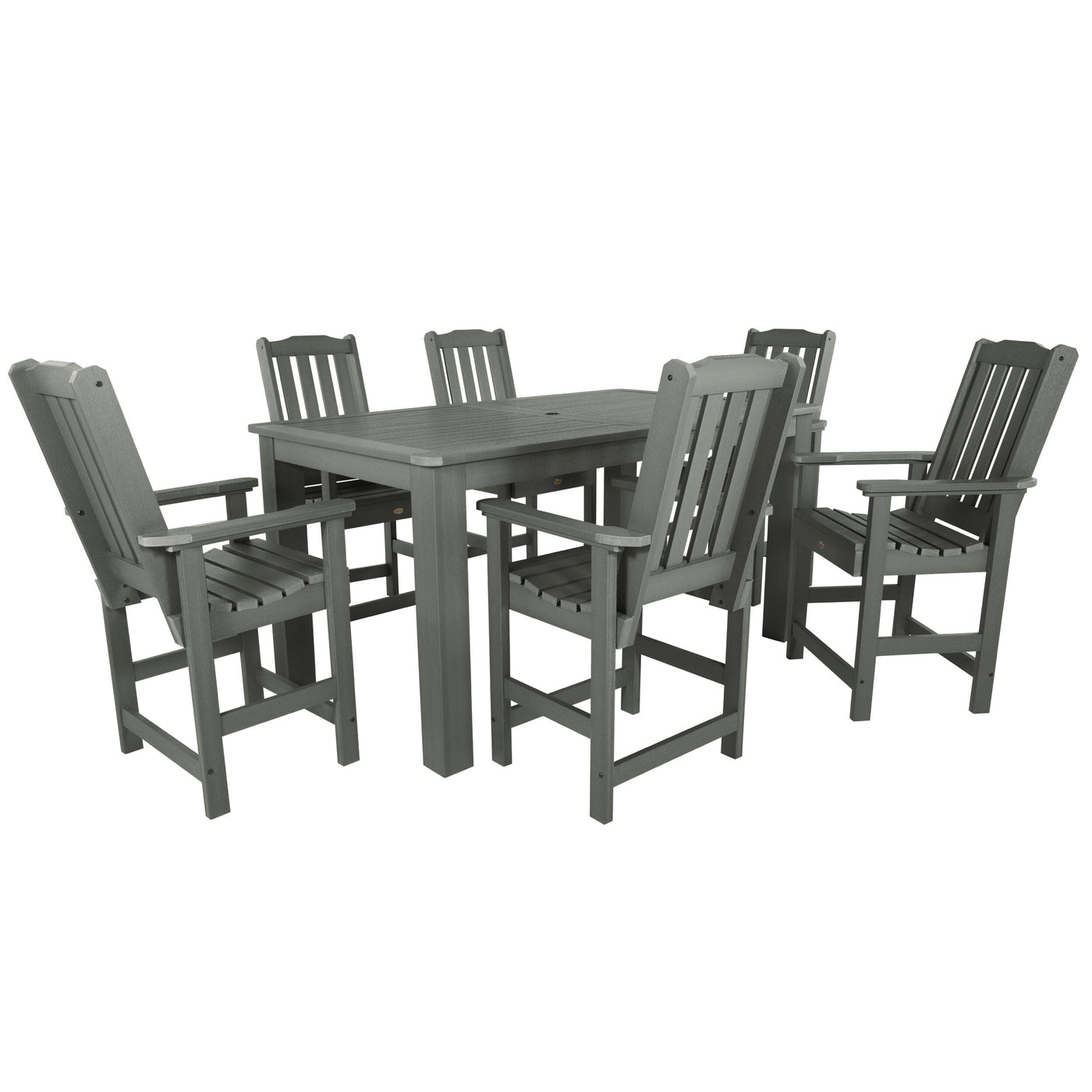 Lehigh 7pc Rectangular Outdoor Dining Set 42in x 72in - Counter Height Dining Highwood USA Coastal Teak 