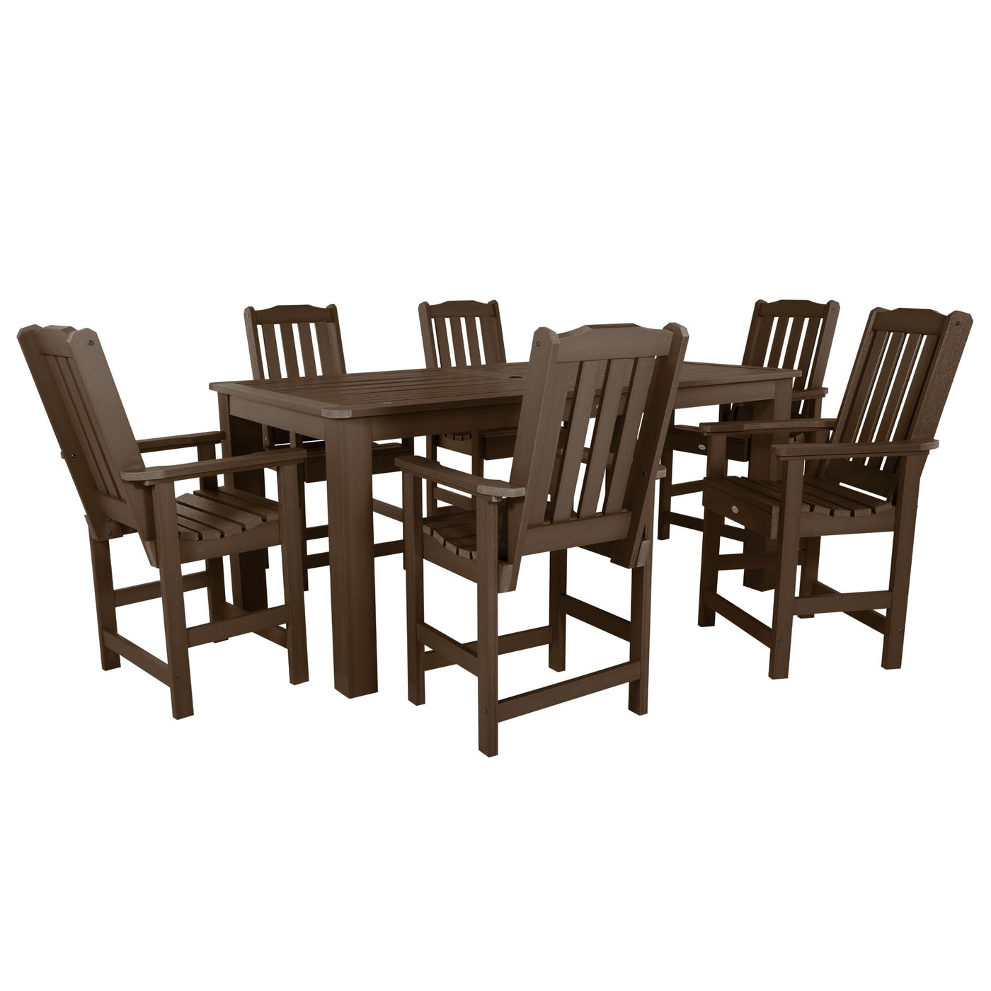 Lehigh 7pc Rectangular Outdoor Dining Set 42in x 84in - Counter Height Dining Highwood USA Weathered Acorn 