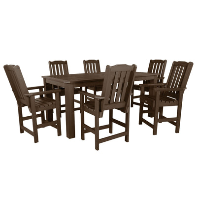 Lehigh 7pc Rectangular Outdoor Dining Set 42in x 84in - Counter Height Dining Highwood USA Weathered Acorn 