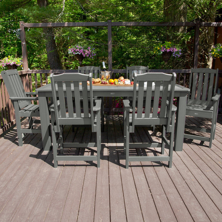 Lehigh 7pc Rectangular Outdoor Dining Set 42in x 84in - Counter Height Dining Highwood USA 