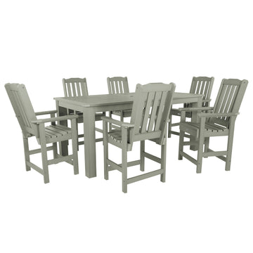 Lehigh 7pc Rectangular Outdoor Dining Set 42in x 84in - Counter Height Dining Highwood USA Eucalyptus 