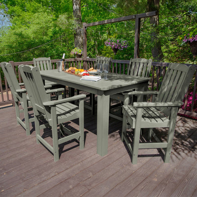 Lehigh 7pc Rectangular Outdoor Dining Set 42in x 84in - Counter Height Dining Highwood USA 