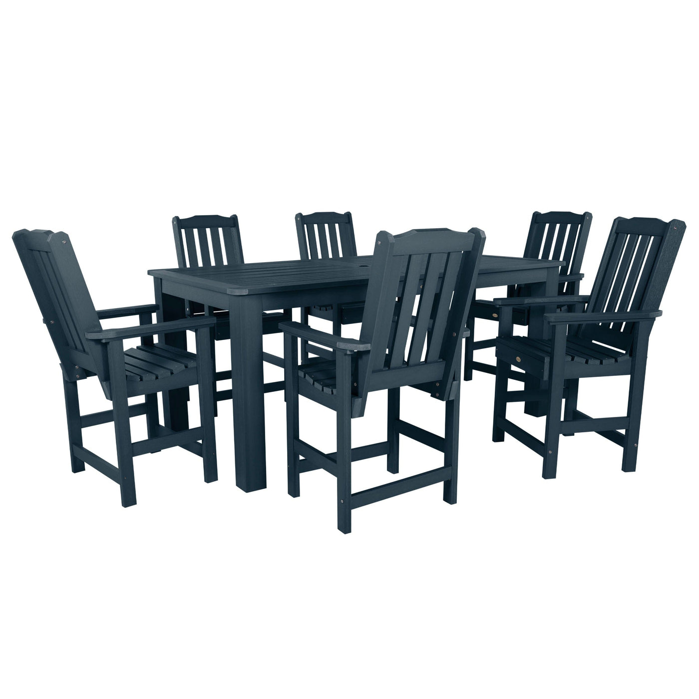 Lehigh 7pc Rectangular Outdoor Dining Set 42in x 84in - Counter Height Dining Highwood USA Federal Blue 