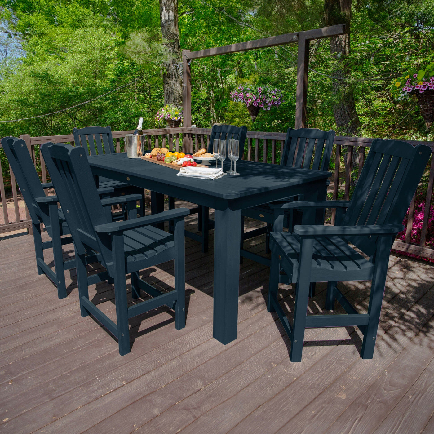 Lehigh 7pc Rectangular Outdoor Dining Set 42in x 84in - Counter Height Dining Highwood USA 