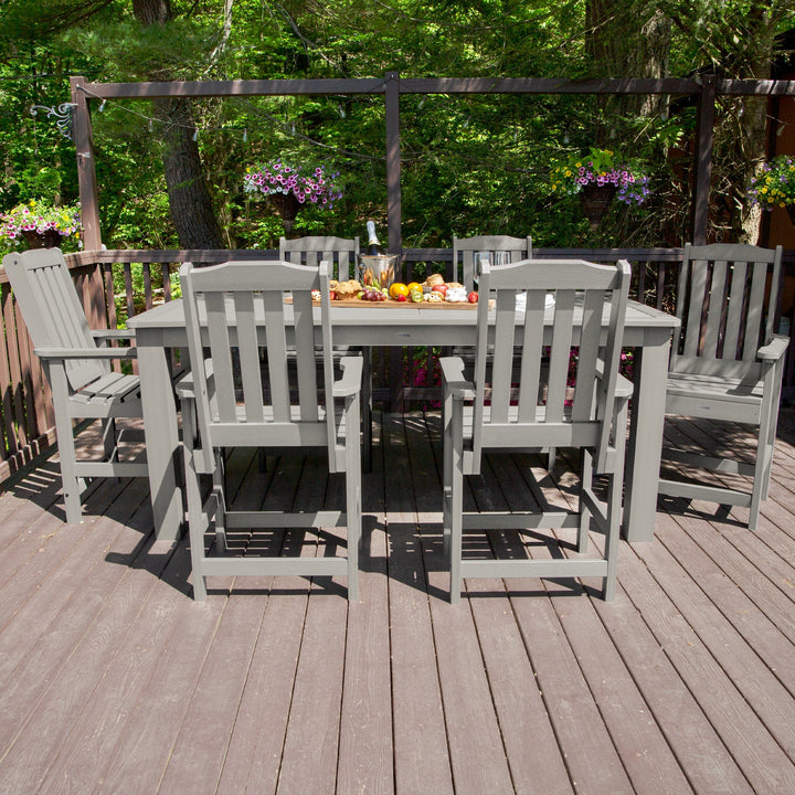 Lehigh 7pc Rectangular Outdoor Dining Set 42in x 84in - Counter Height Dining Highwood USA 