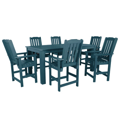 Lehigh 7pc Rectangular Outdoor Dining Set 42in x 84in - Counter Height Dining Highwood USA Nantucket Blue 