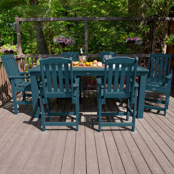 Lehigh 7pc Rectangular Outdoor Dining Set 42in x 84in - Counter Height Dining Highwood USA 