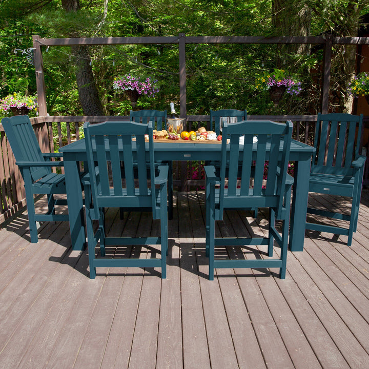 Lehigh 7pc Rectangular Outdoor Dining Set 42in x 84in - Counter Height Dining Highwood USA 