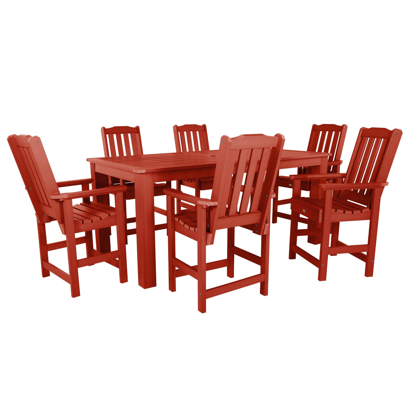 Lehigh 7pc Rectangular Outdoor Dining Set 42in x 84in - Counter Height Dining Highwood USA Rustic Red 