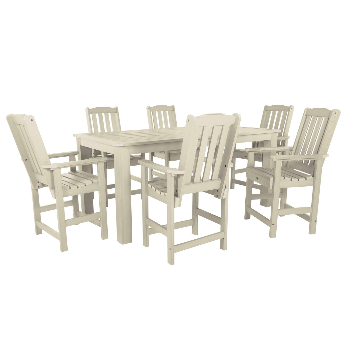 Lehigh 7pc Rectangular Outdoor Dining Set 42in x 84in - Counter Height Dining Highwood USA Whitewash 