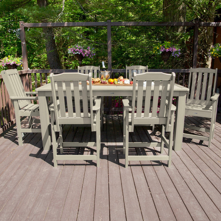 Lehigh 7pc Rectangular Outdoor Dining Set 42in x 84in - Counter Height Dining Highwood USA 