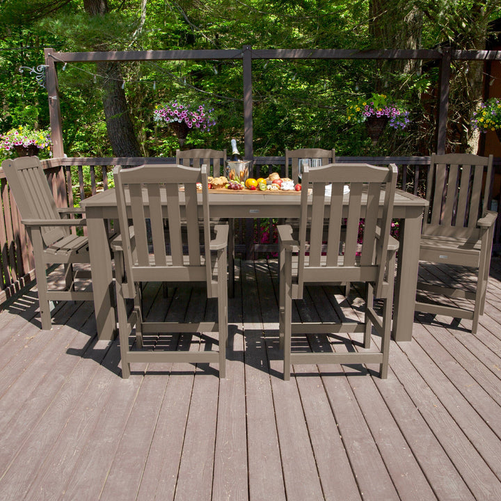 Lehigh 7pc Rectangular Outdoor Dining Set 42in x 84in - Counter Height Dining Highwood USA 