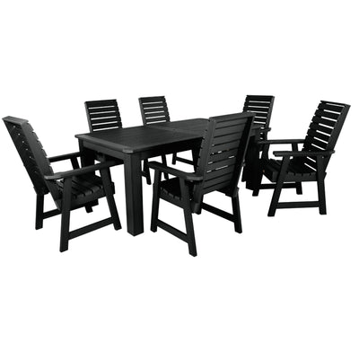 Weatherly 7pc Rectangular Dining Set 42in x 72in - Dining Height Dining Highwood USA Black 