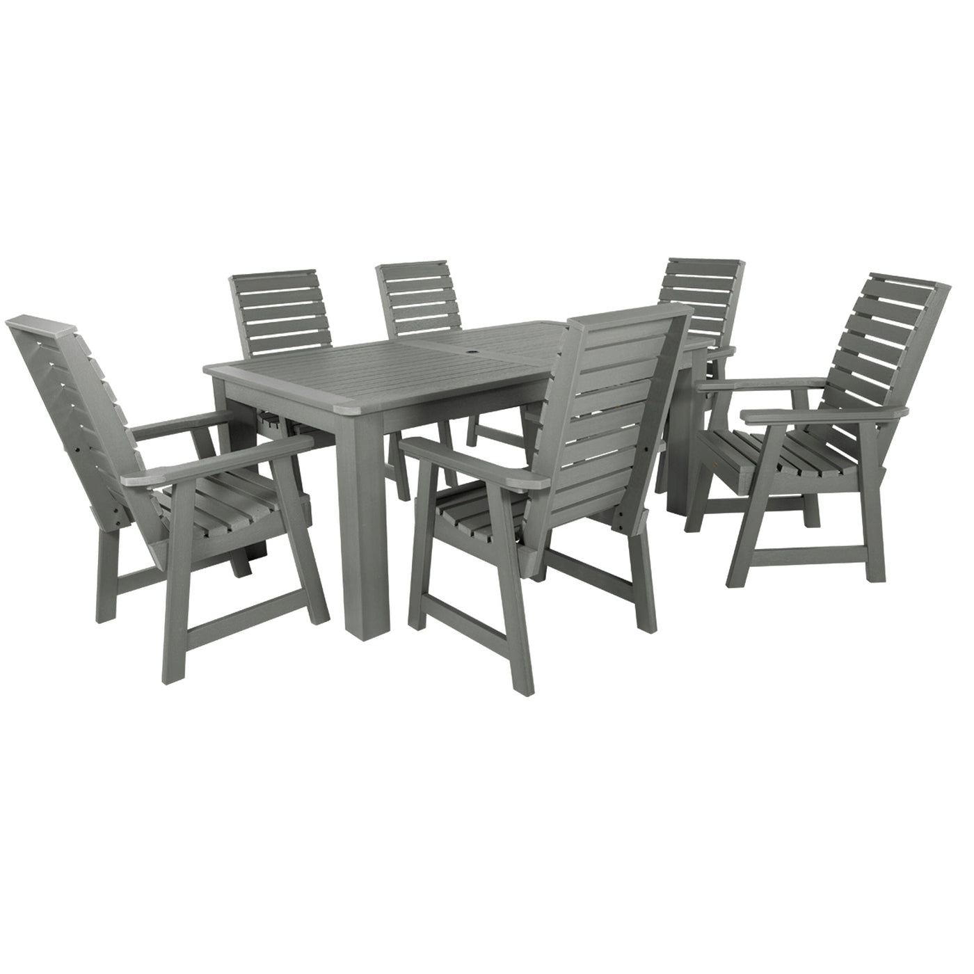 Weatherly 7pc Rectangular Dining Set 42in x 72in - Dining Height Dining Highwood USA Coastal Teak 