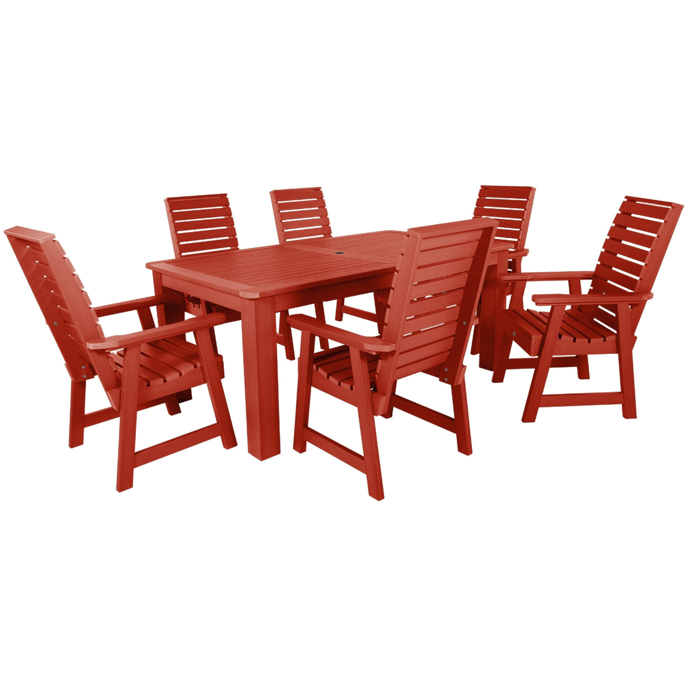 Weatherly 7pc Rectangular Dining Set 42in x 72in - Dining Height Dining Highwood USA Rustic Red 