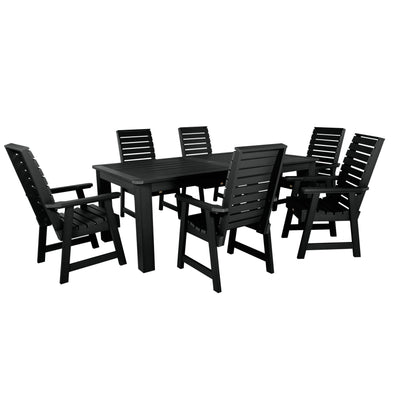 Weatherly 7pc Outdoor Dining Set 42” x 84” - Dining Height Dining Highwood USA Black 