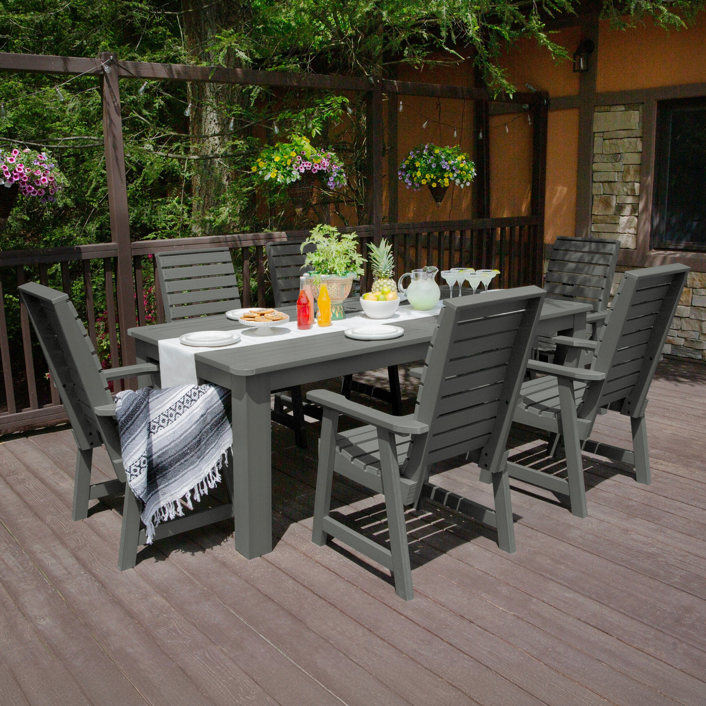 Weatherly 7pc Outdoor Dining Set 42” x 84” - Dining Height Dining Highwood USA 