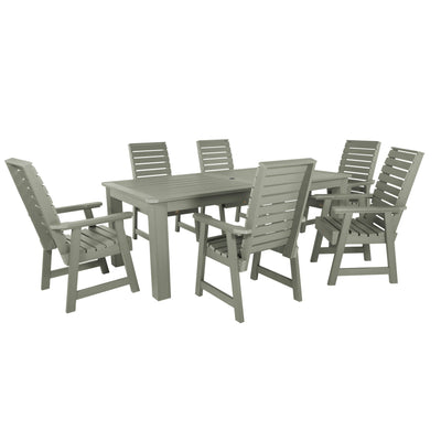 Weatherly 7pc Outdoor Dining Set 42” x 84” - Dining Height Dining Highwood USA Eucalyptus 