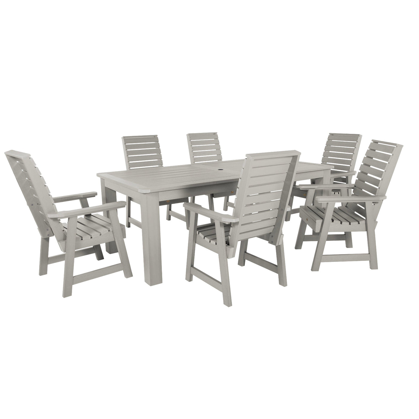 Weatherly 7pc Outdoor Dining Set 42” x 84” - Dining Height Dining Highwood USA Harbor Gray 