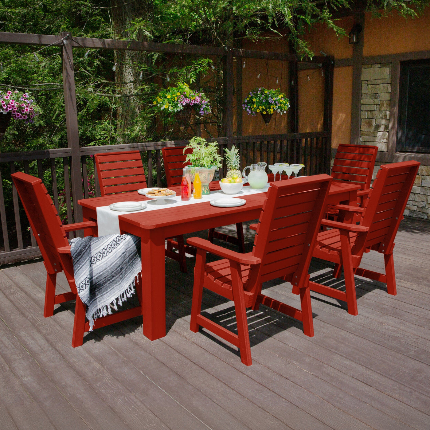 Weatherly 7pc Outdoor Dining Set 42” x 84” - Dining Height Dining Highwood USA 