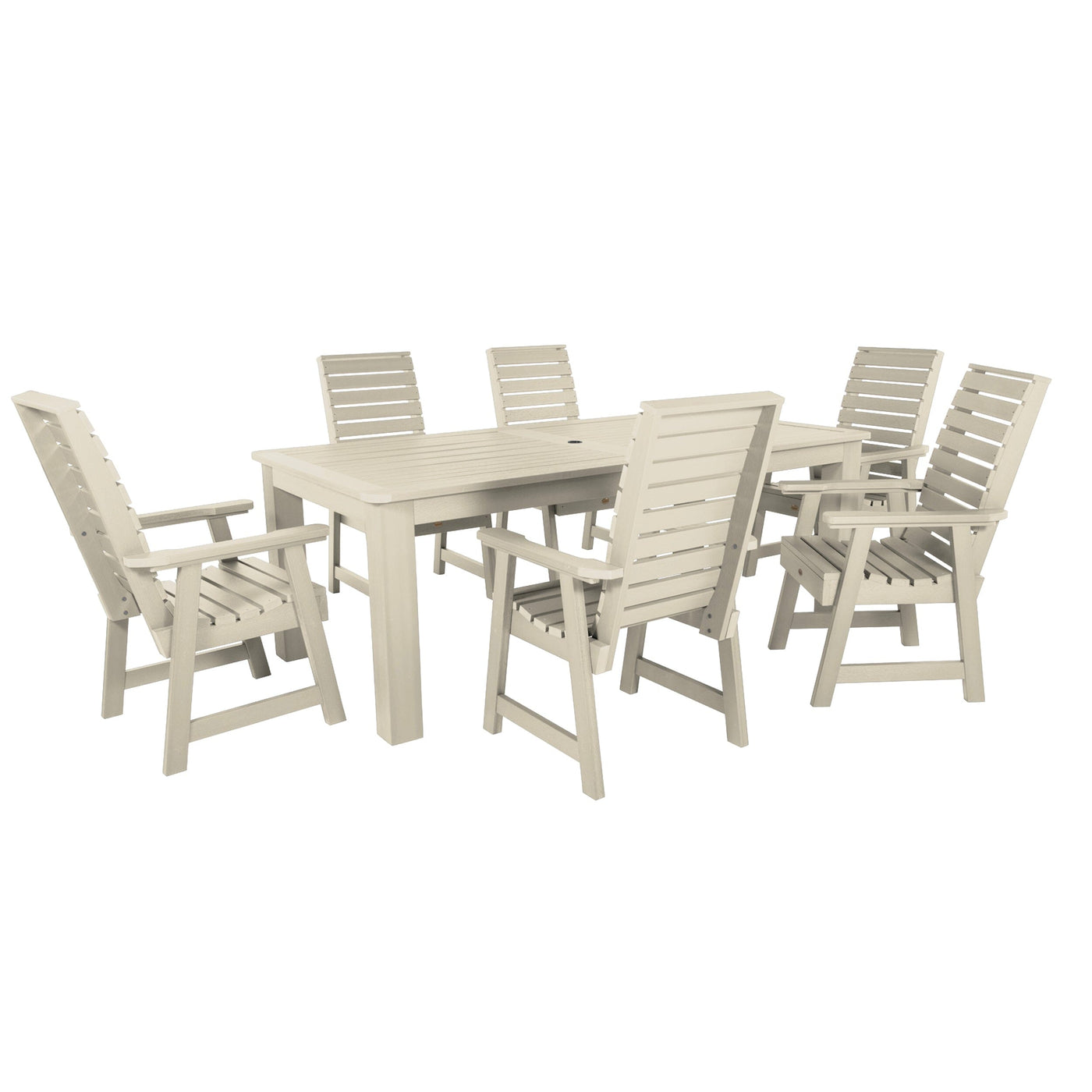 Weatherly 7pc Outdoor Dining Set 42” x 84” - Dining Height Dining Highwood USA Whitewash 