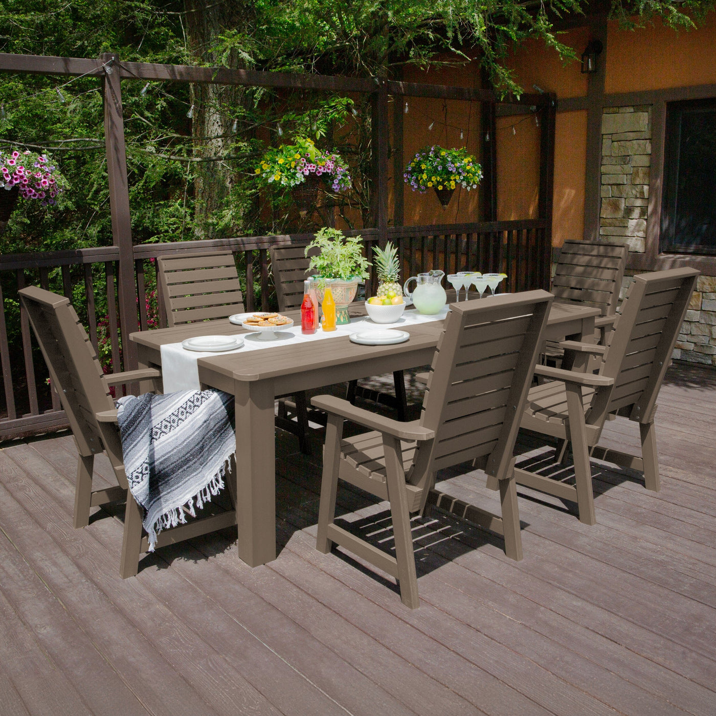 Weatherly 7pc Outdoor Dining Set 42” x 84” - Dining Height Dining Highwood USA 