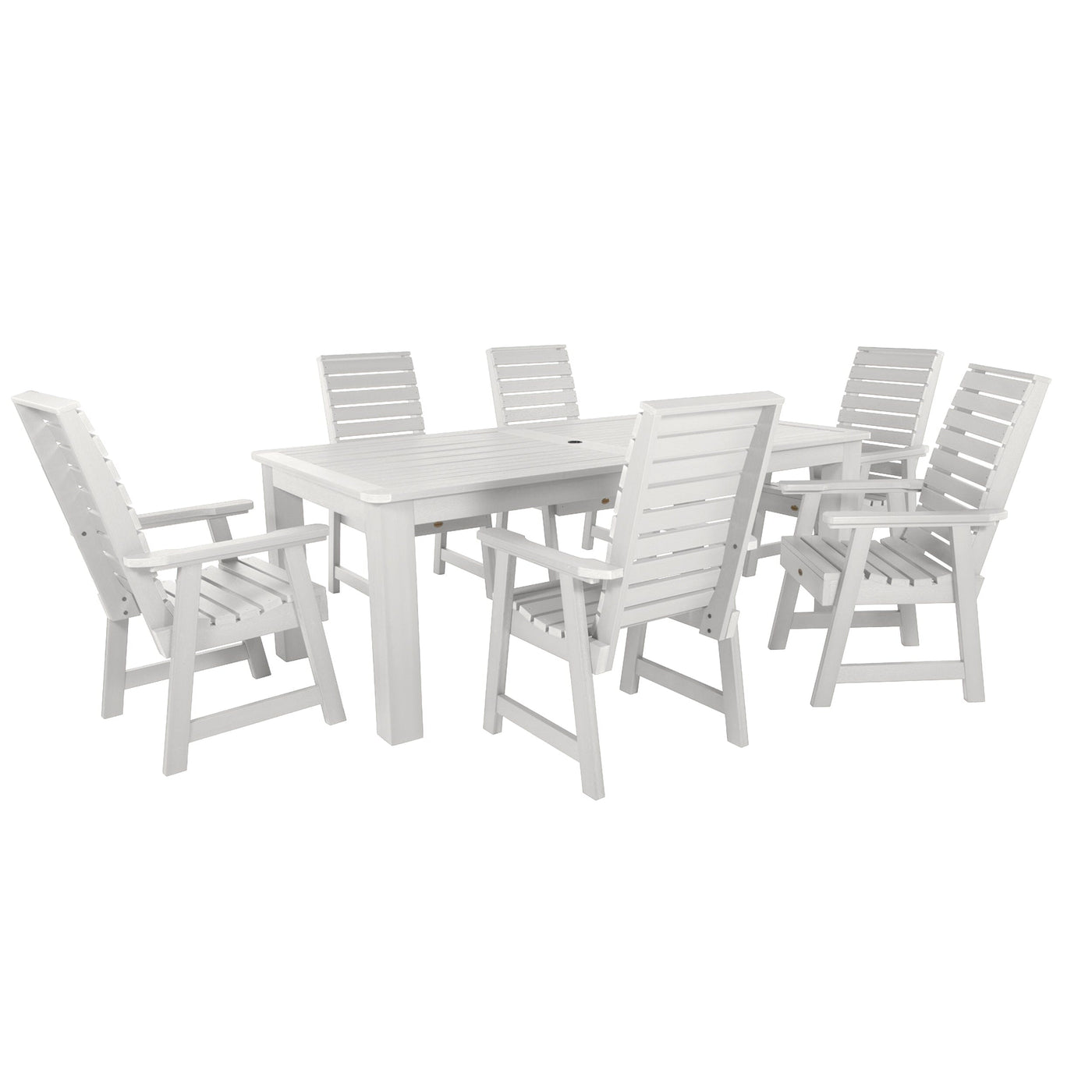 Weatherly 7pc Outdoor Dining Set 42” x 84” - Dining Height Dining Highwood USA White 