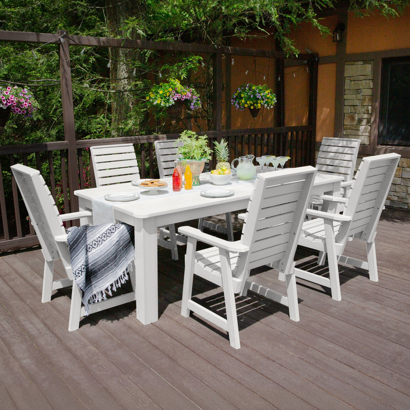 Weatherly 7pc Outdoor Dining Set 42” x 84” - Dining Height Dining Highwood USA 