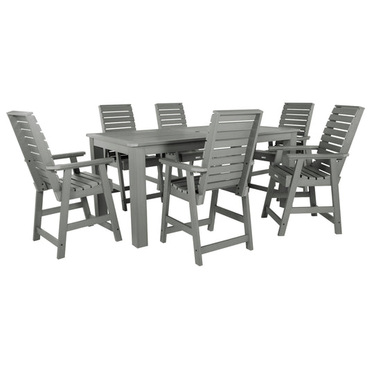 Weatherly 7pc Counter height Dining Set (42” x 84”) Dining Highwood USA Coastal Teak 