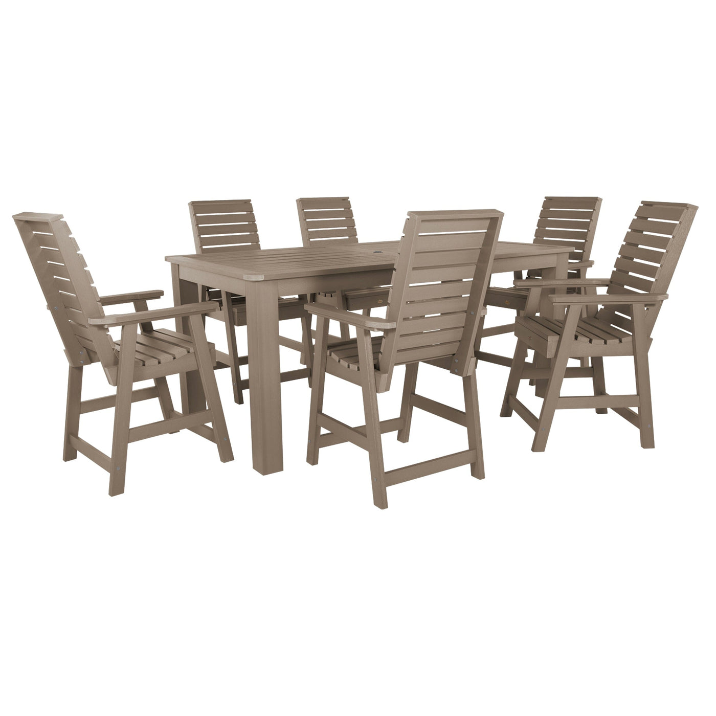 Weatherly 7pc Counter height Dining Set (42” x 84”) Dining Highwood USA Woodland Brown 