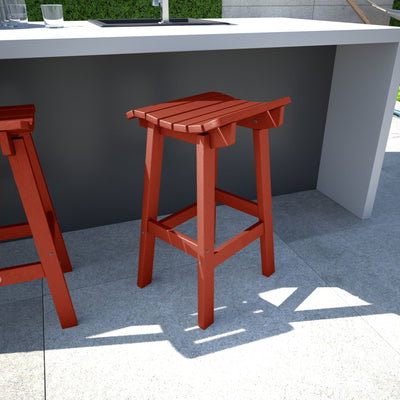 Red Summit Bar Stool in outdoor kitchen area