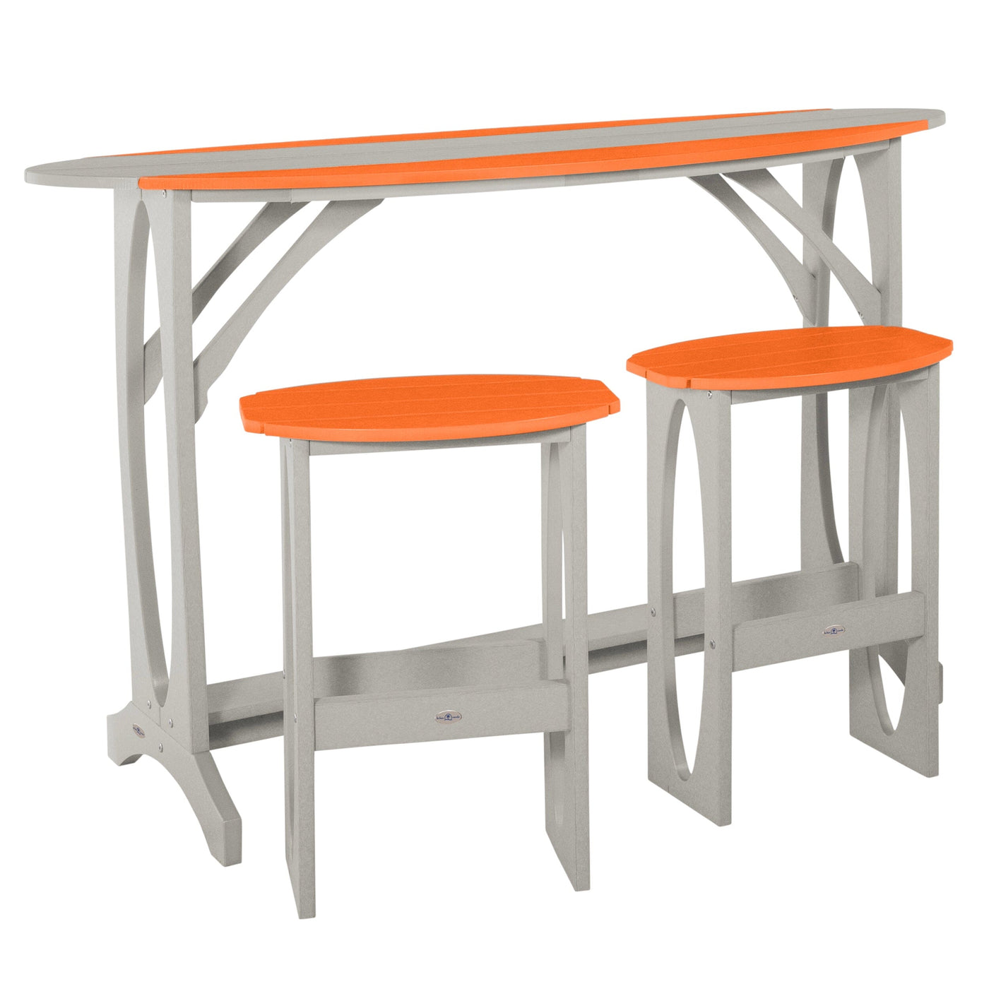 Shoreline 3-Piece Bar Height Balcony Set Dining Bahia Verde Outdoors Citrus Orange Cove Grey 