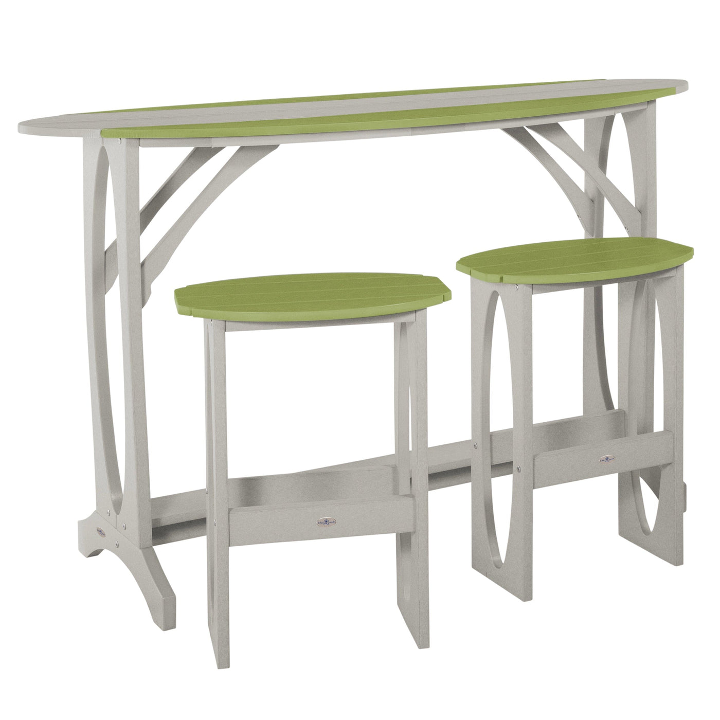 Shoreline 3-Piece Bar Height Balcony Set Dining Bahia Verde Outdoors Palm Green Cove Grey 