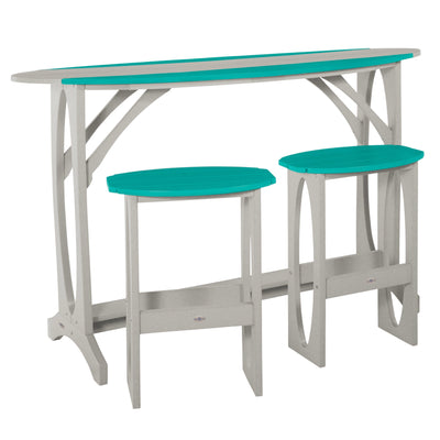 Shoreline 3-Piece Bar Height Balcony Set Dining Bahia Verde Outdoors Seaglass Blue Cove Grey 